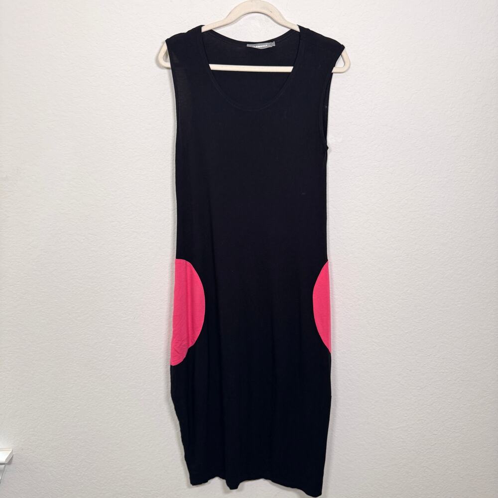 Alembika Women Sleeveless Maxi Dress Size 6 / 8 Lagenlook Flowy Colorblock Black